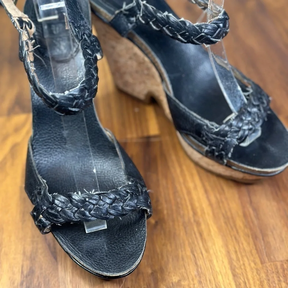 Frye Braylin Wedges Braided Straps 10 M. Cork Leather